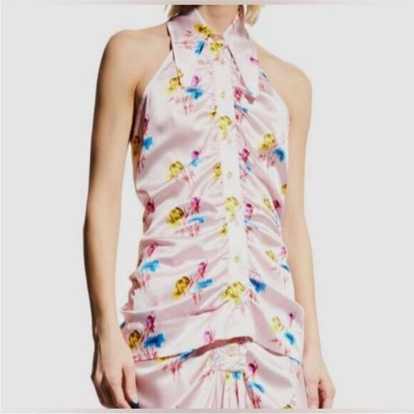 Ganni NWT Floral Silk Blend Halter Neck Top Pink Size
42 - Picture 6 of 7